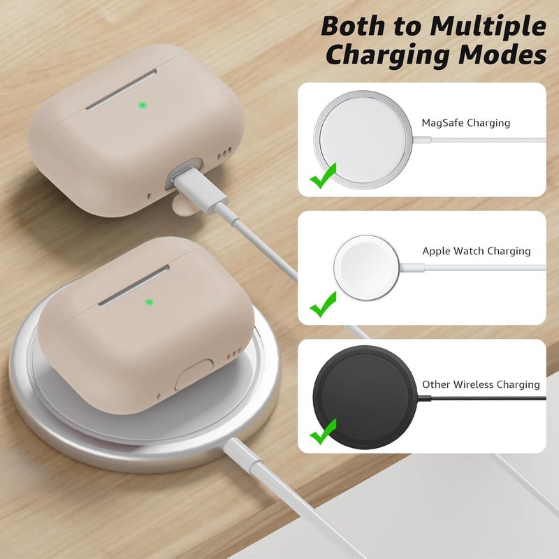 Tandoler Compatible with Airpods Pro 2 Case, Soft Silicone Skin Cover Protective Cases with Cleaner kit and Lanyard Compatible for AirPod Pro 2nd Generation, Front LED Visible-Milk Tea - Image 4